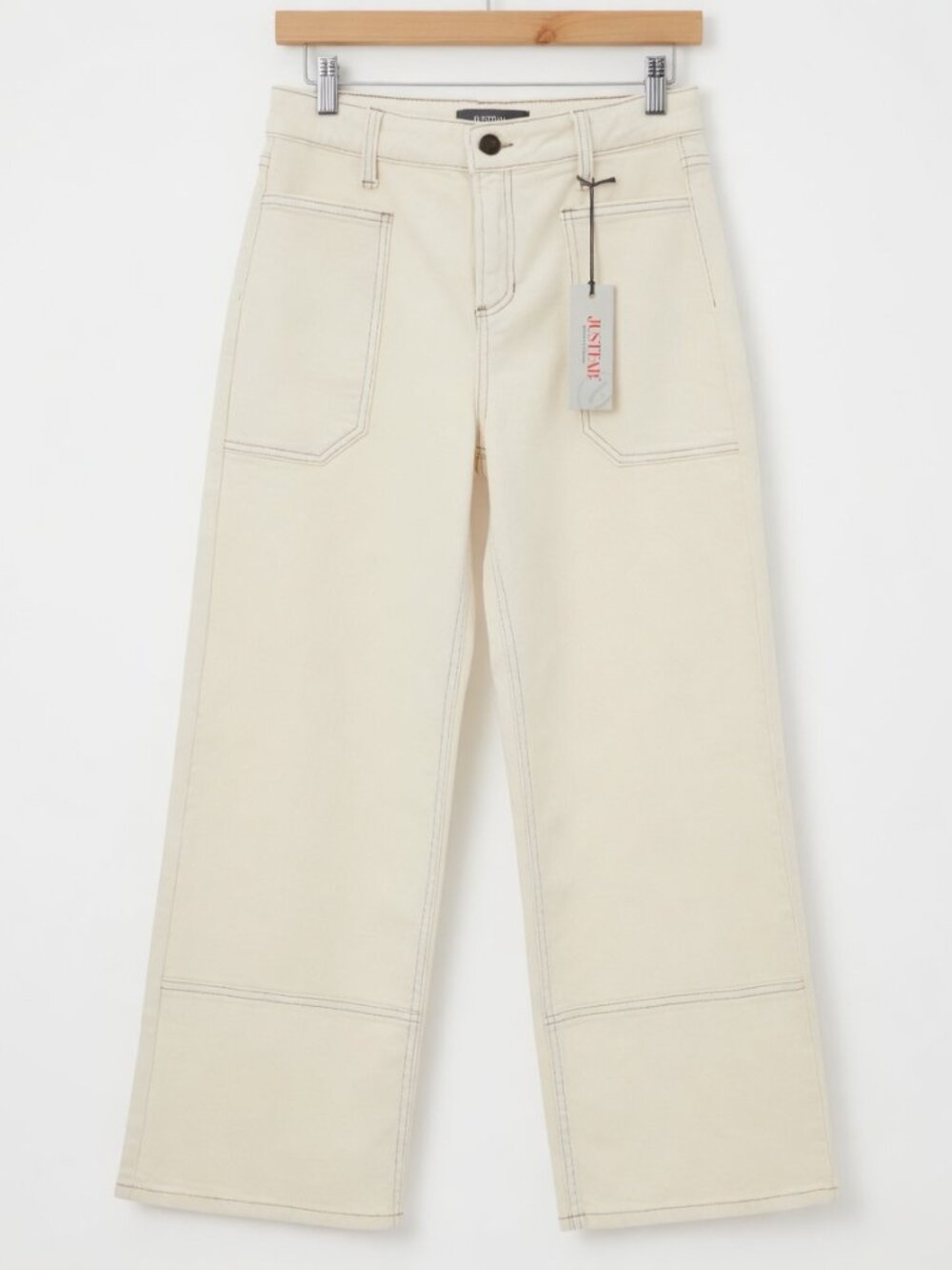 NWT Just USA Girls Cropped Wide Leg Jeans | Off White | Size 16